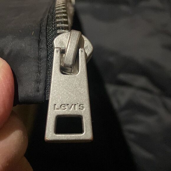 Levis Nylon Puffer Jacket Sherpa Black Zipper Up Women Size XL - Picture 10 of 13